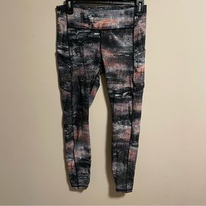 lululemon Black & Pink Abstract Print Leggings